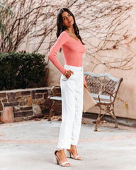 Emily Long Sleeve Ribbed Knit Top - Coral Oshnow