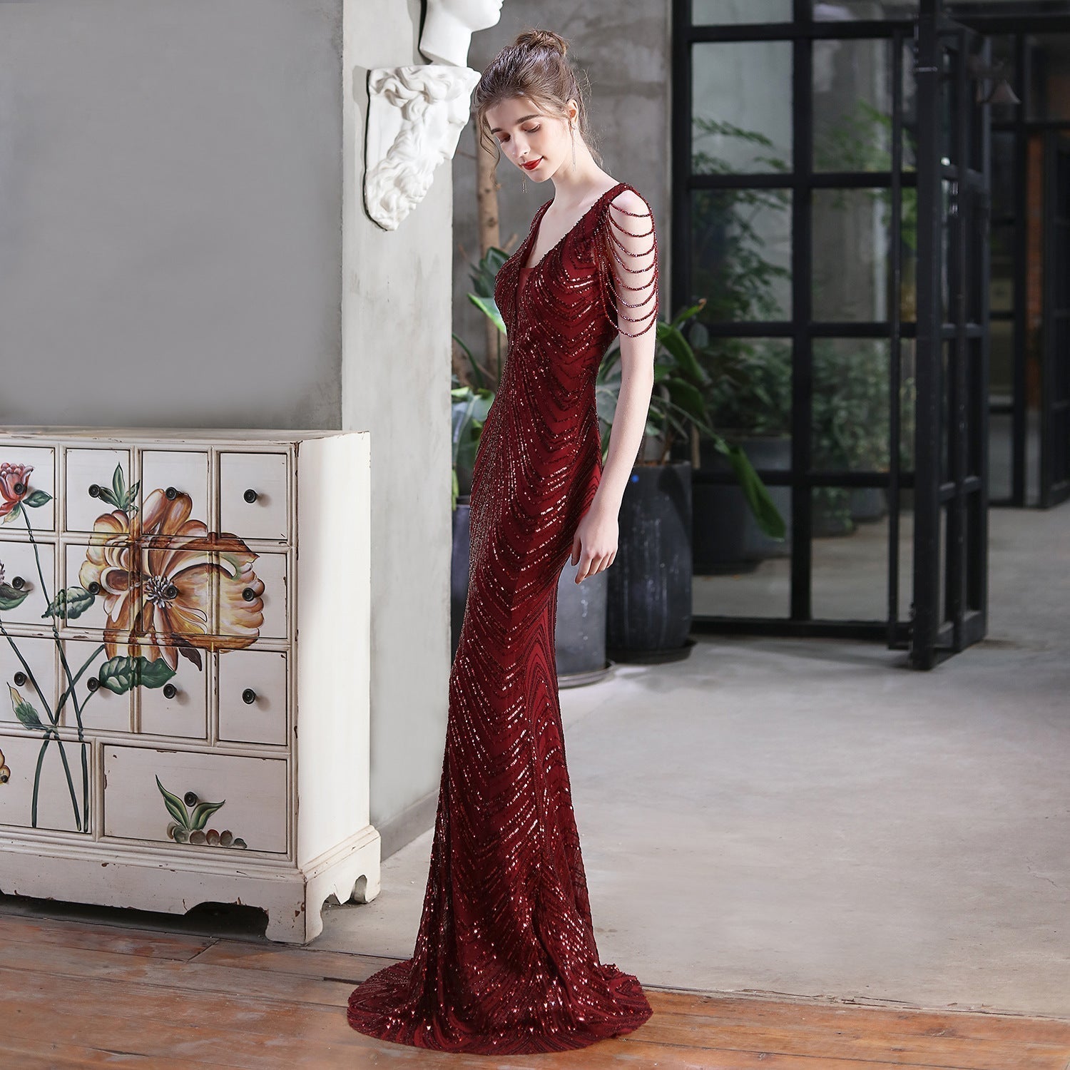 Emily Mermaid Sequin Sleeveless Prom Dress Oshnow