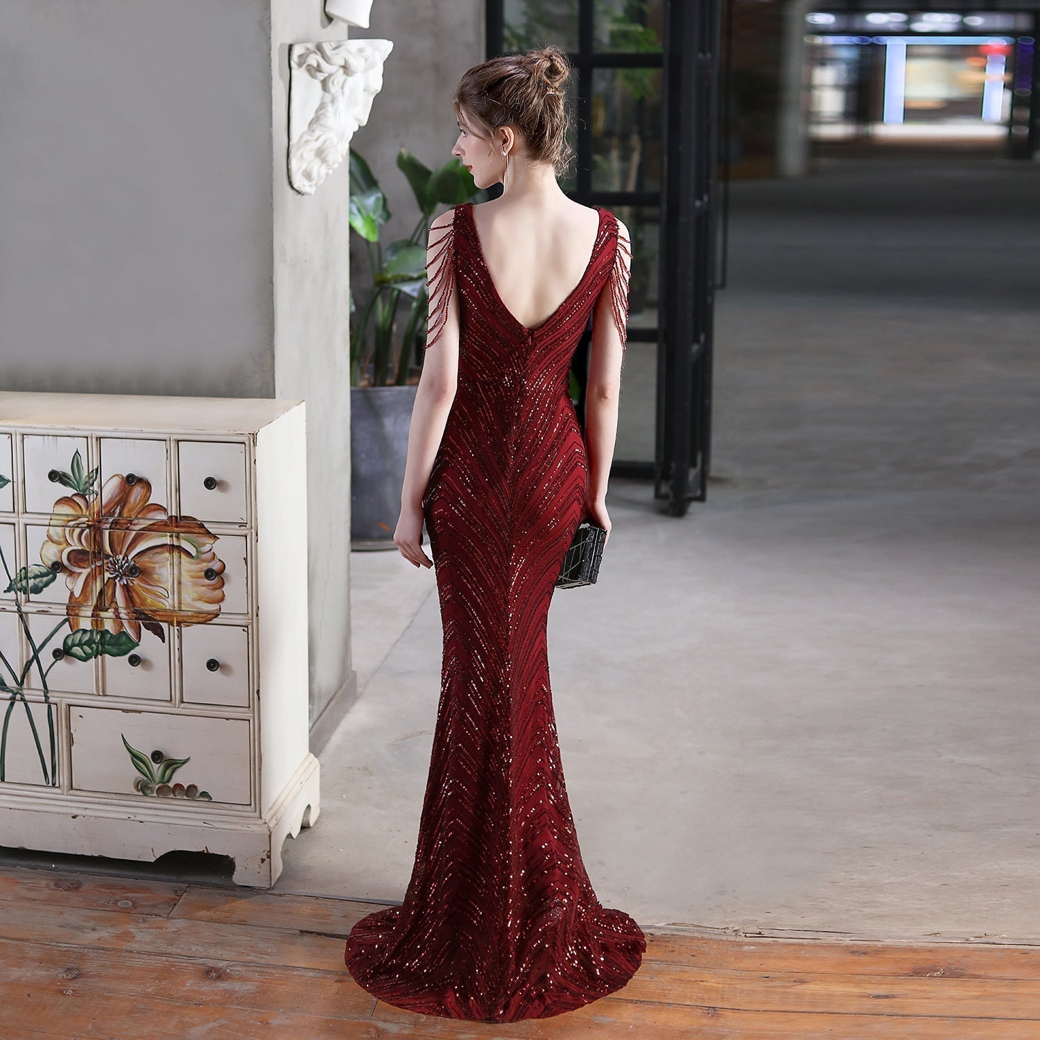Emily Mermaid Sequin Sleeveless Prom Dress Oshnow