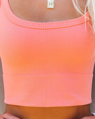Energy Ribbed Knit Crop Tank - Coral Oshnow