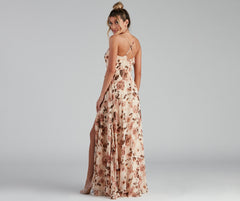 Erika Floral Chiffon Wrap A-Line Formal Dress Oshnow