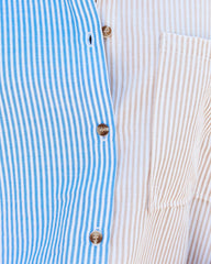 Eureka Cotton Blend Colorblock Button Down Shirt Oshnow