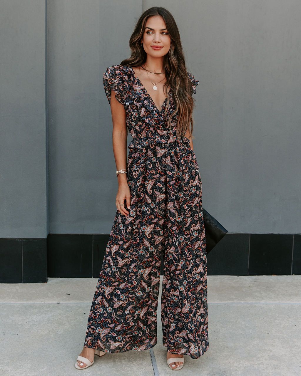 Ever Mine Paisley Ruffle Jumpsuit Oshnow