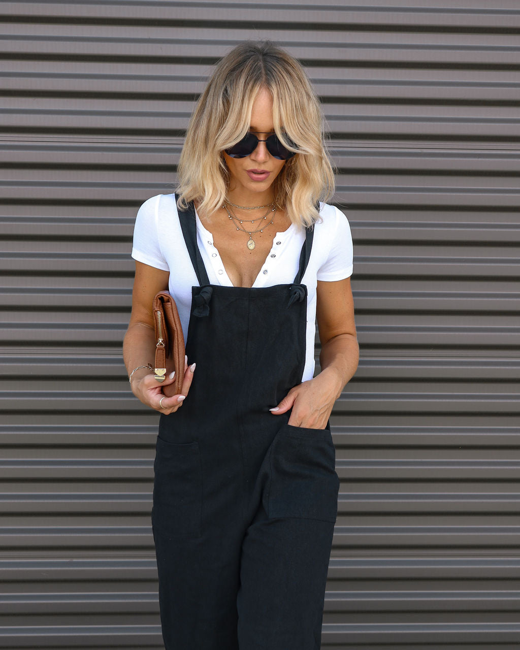 Everything Nice Cotton Pocketed Jumpsuit - Black Oshnow