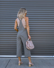 Everything Nice Cotton Pocketed Jumpsuit - Charcoal - SALE Oshnow