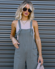 Everything Nice Cotton Pocketed Jumpsuit - Charcoal - SALE Oshnow