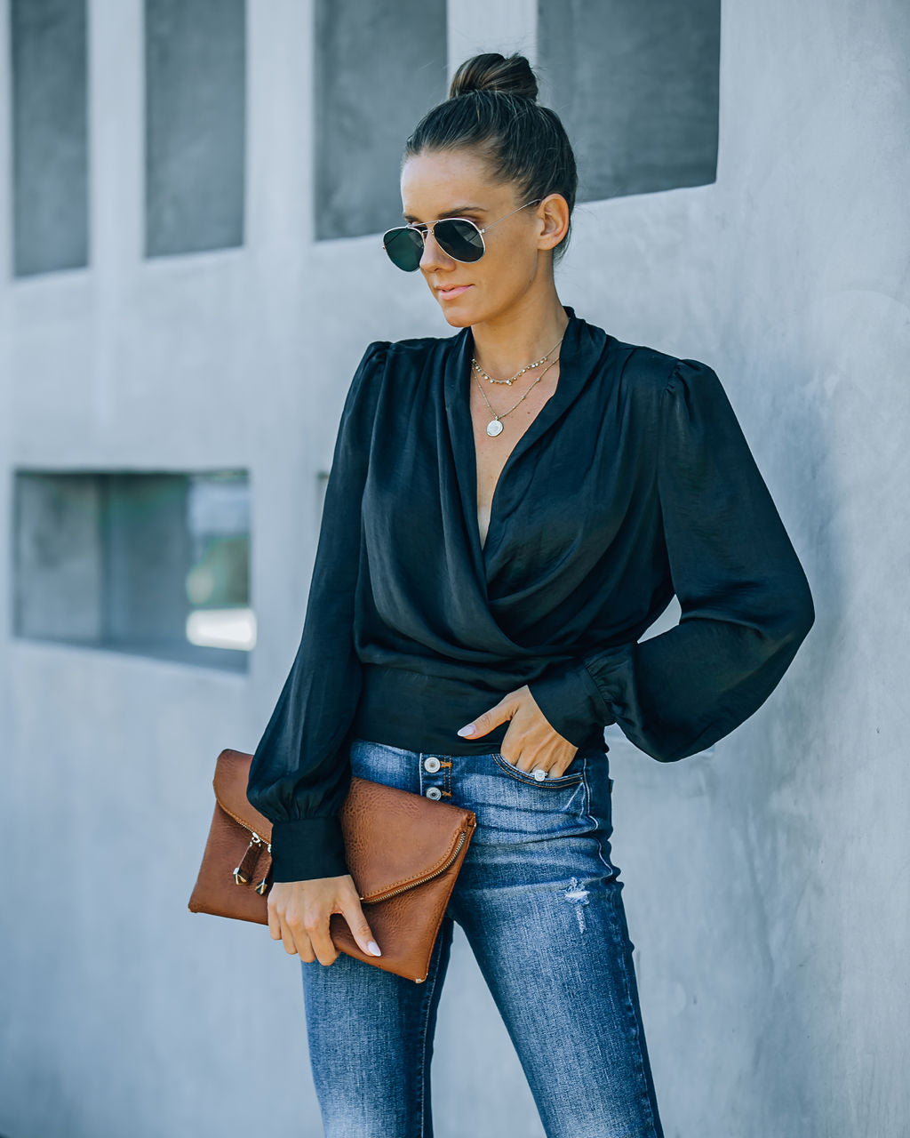 Exceptional Drape Blouse - Black Oshnow