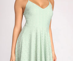 Eyelet Breeze Sleeveless Skater Dress Oshnow