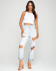 Ferguson Distressed Paper Bag Waist Denim