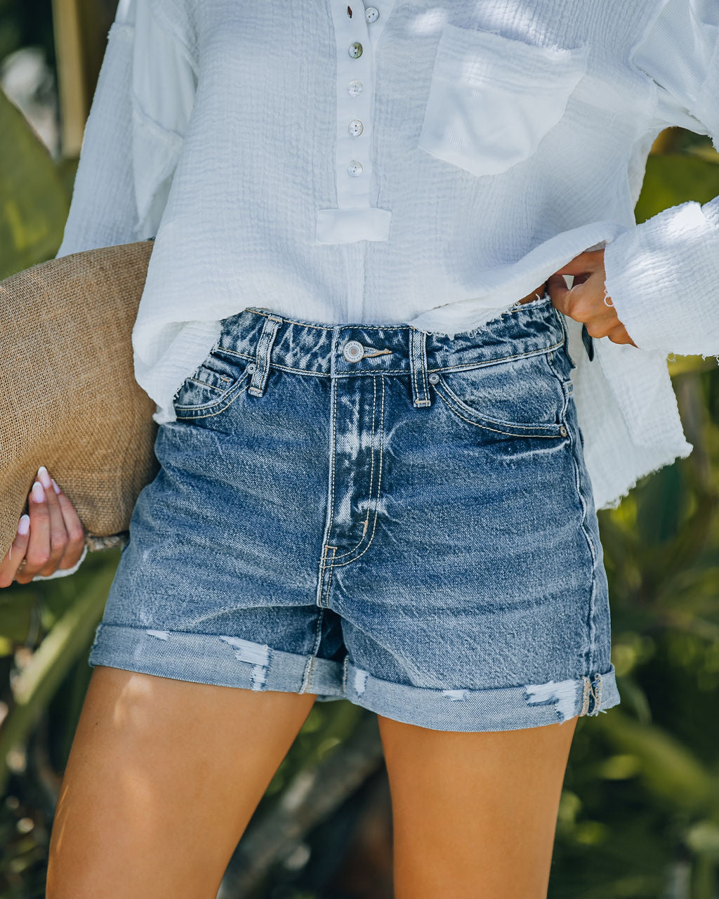 Jacey High Rise Cuffed Denim Shorts