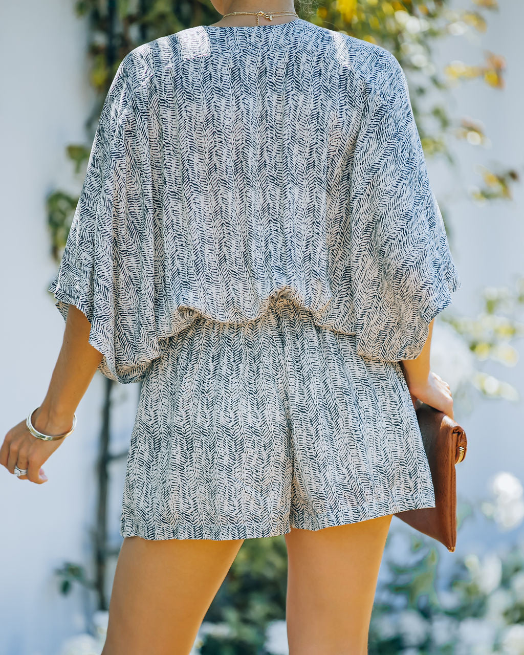 Beacon Pocketed Printed Kimono Romper