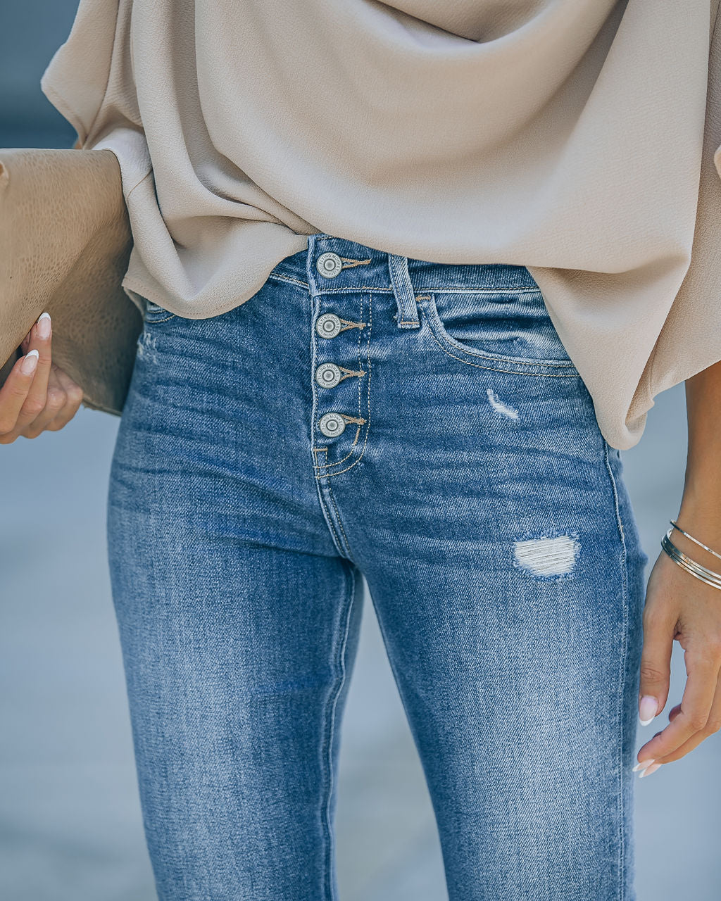 Danilynn – Skinny-Jeans im Used-Look mit hohem Bund 