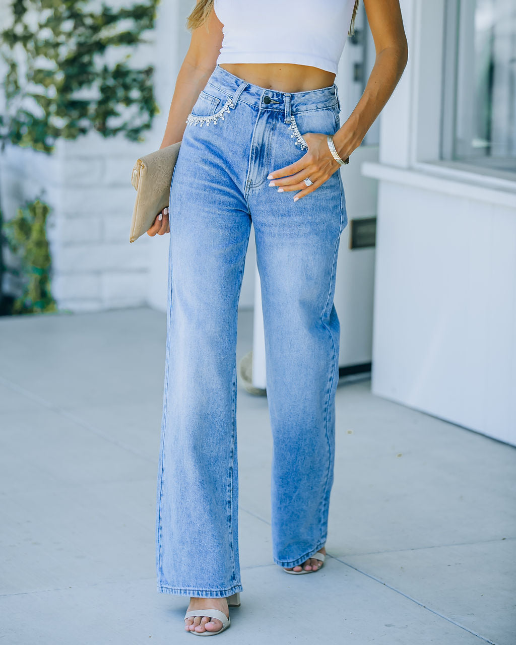 Flirt High Rise Embellished 90'S Flare Denim