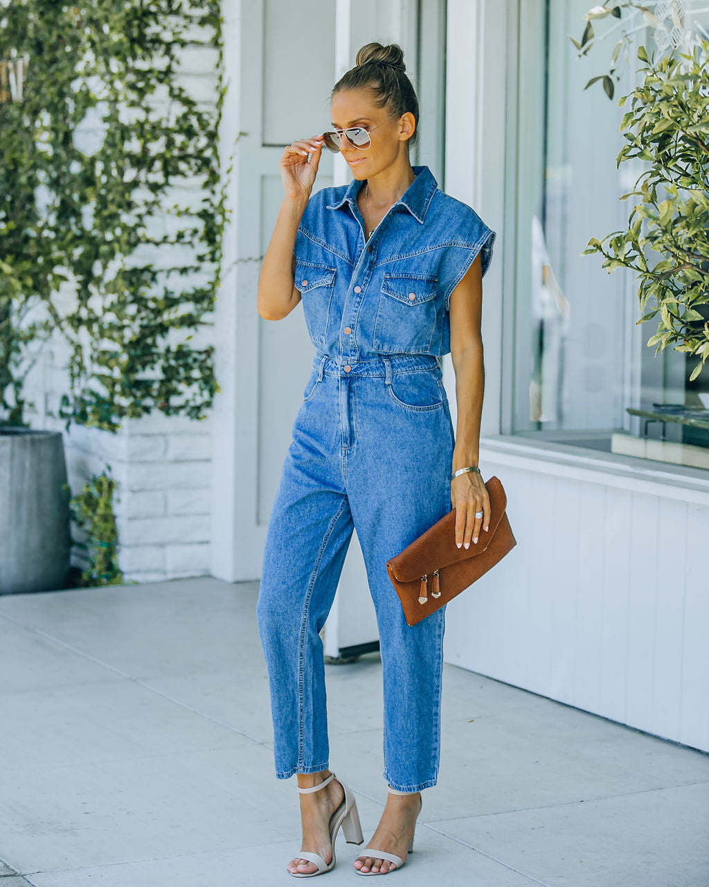 Aisha Pocketed Sleeveless Denim Jumpsuit