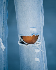 Jules High Rise Distressed 90's Flare Denim