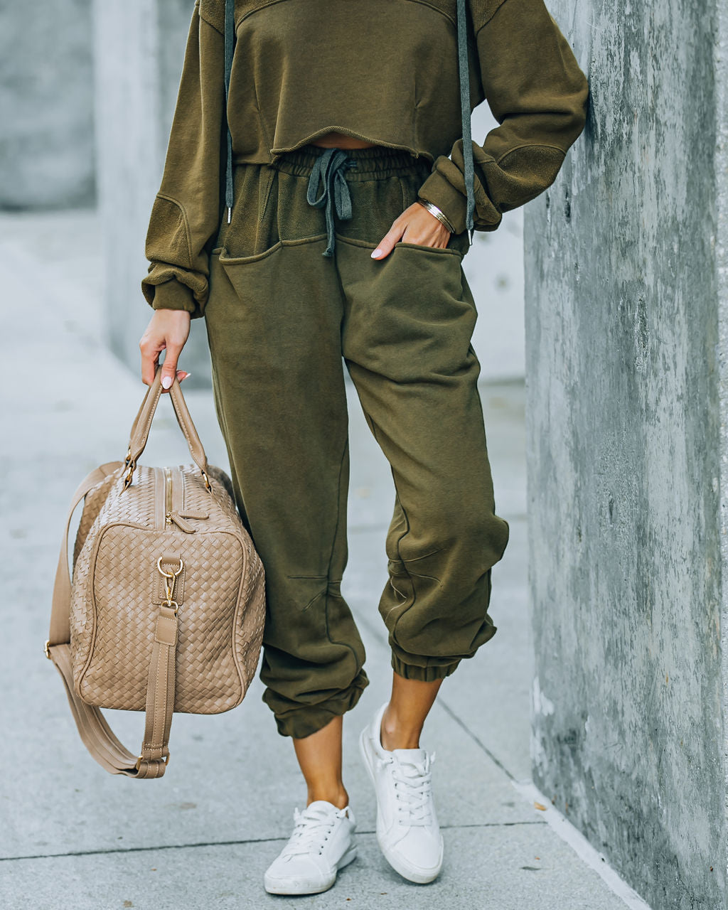 Blanca Cotton Pocketed Joggers - Olive