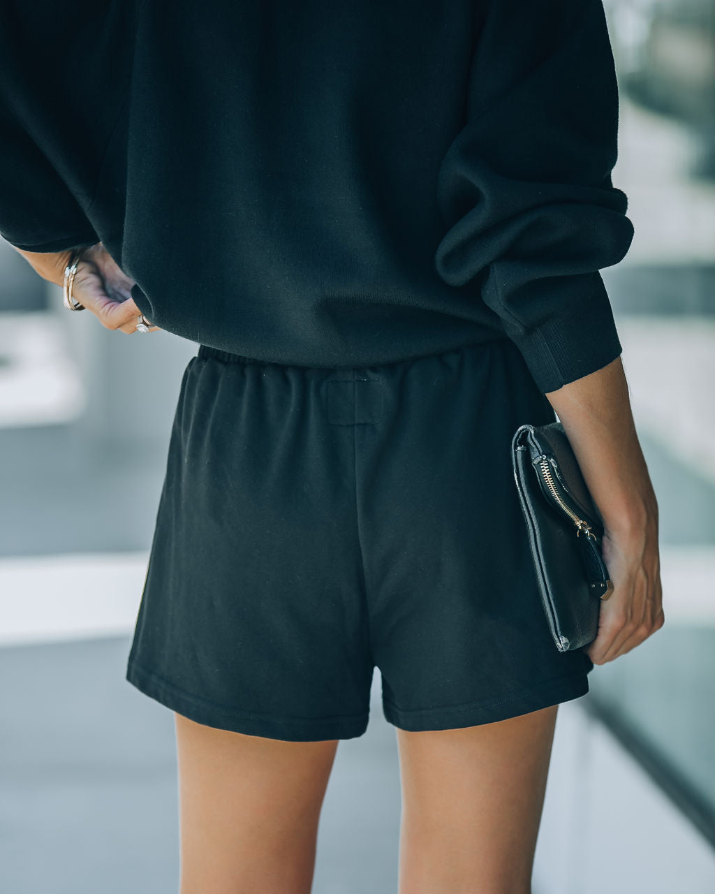 Naomi Cotton Blend Pocketed Shorts - Black