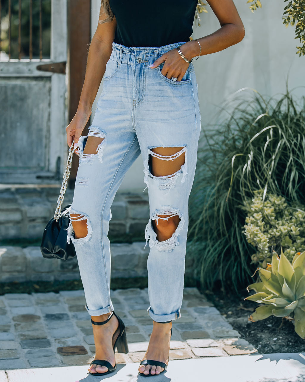 Ferguson Distressed Paper Bag Waist Denim