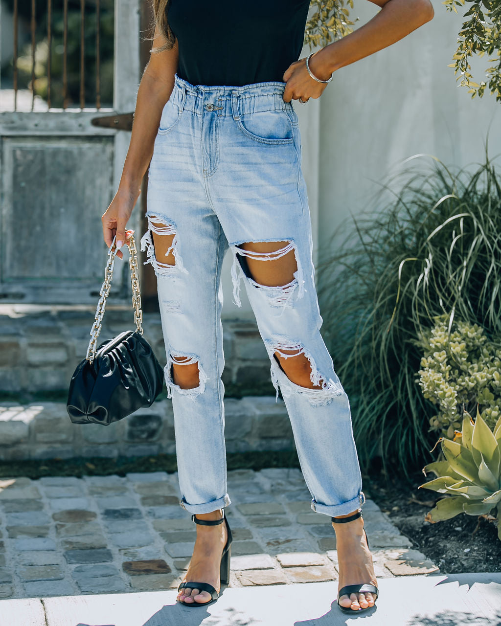 Ferguson Distressed Paper Bag Waist Denim