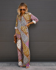 Desert Lover Patchwork Pocketed Wide Leg Pants