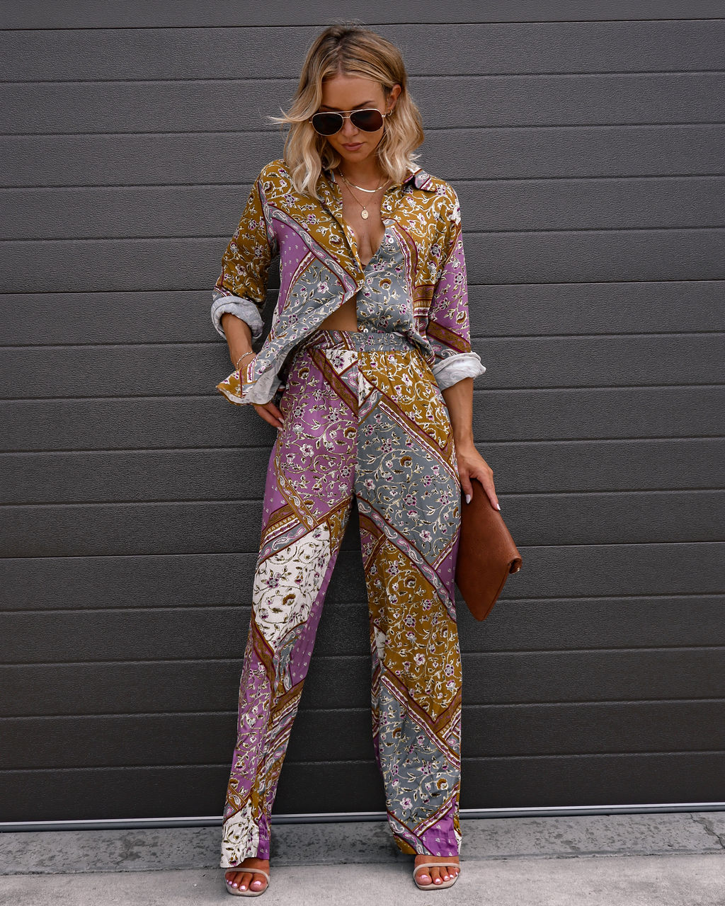 Desert Lover Patchwork Pocketed Wide Leg Pants