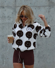 Just Smile Sherpa Pullover - Chocolate