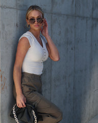 Far From Basic Ribbed Henley Bodysuit - Light Taupe Oshnow
