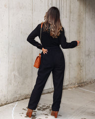 Fiercely Unapologetic Cotton Pocketed Jumpsuit - Black  - SALE Oshnow