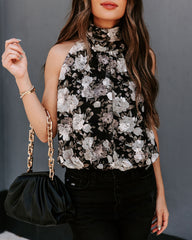 Find A Way Textured Floral Blouse - Black Oshnow