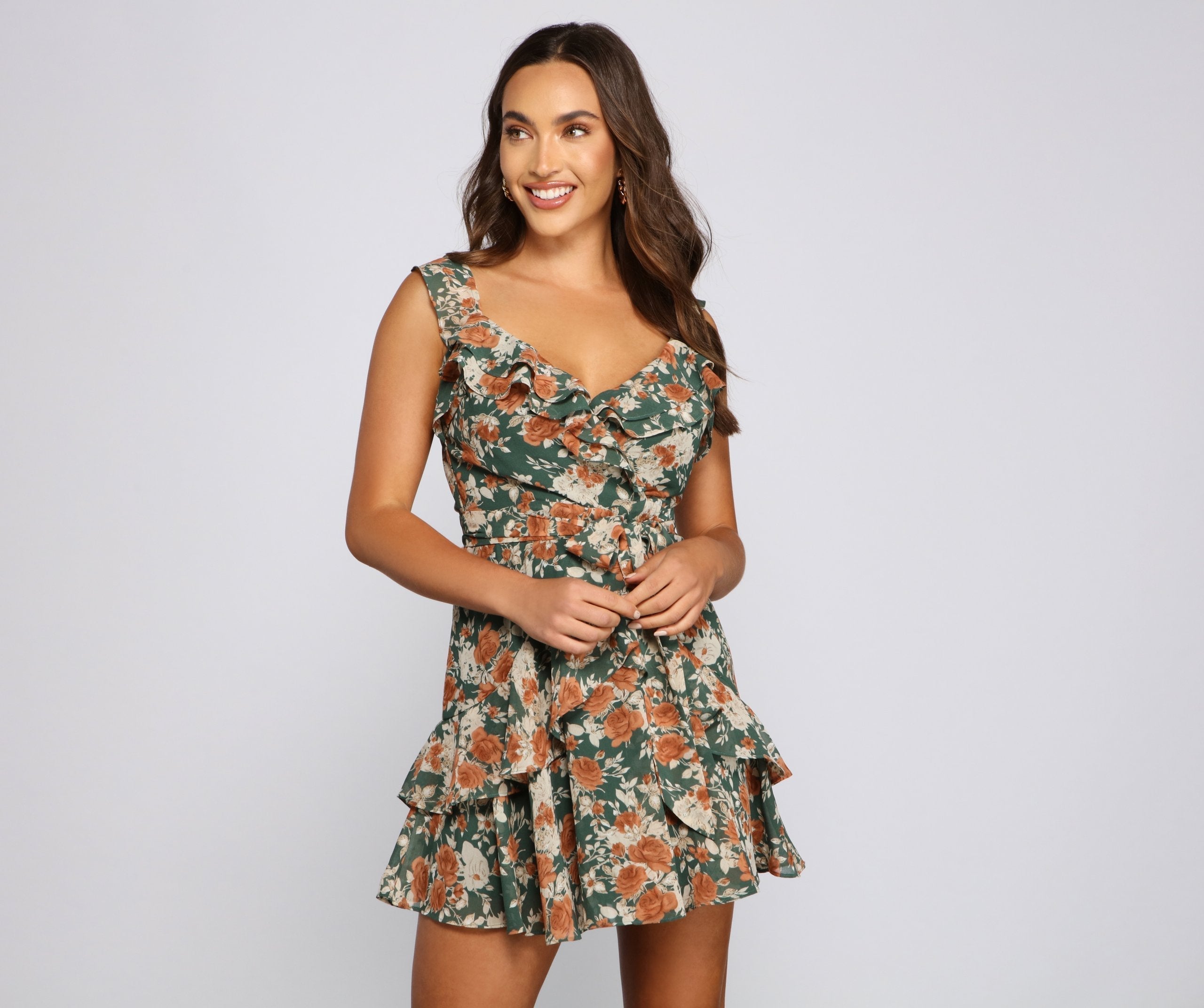 Flirty Moment Floral Chiffon Skater Dress Oshnow