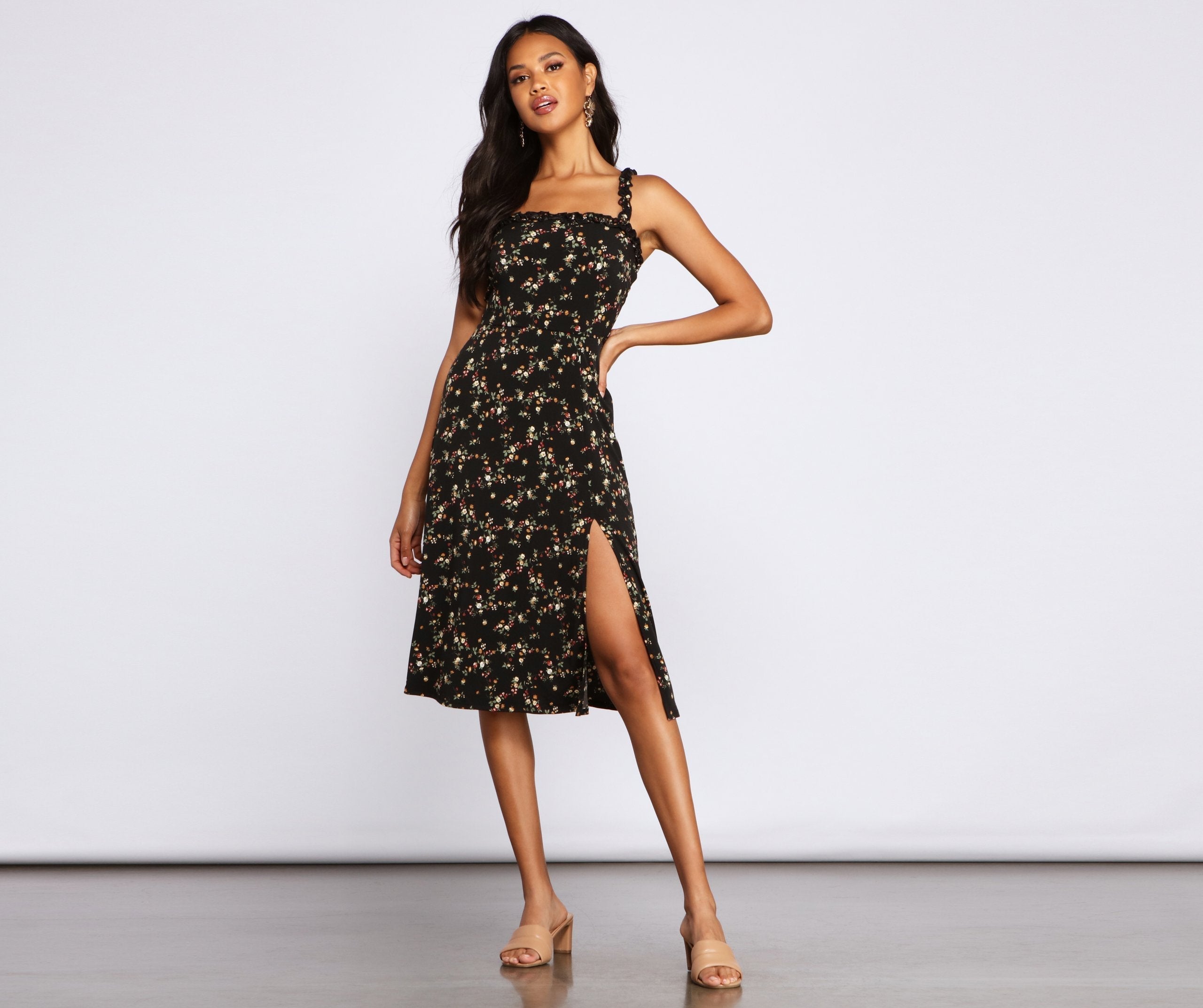 Floral Babe Sleeveless Midi Dress Oshnow