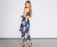 Floral Chiffon High Low Dress Oshnow