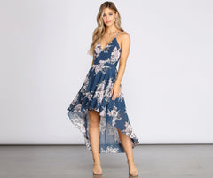 Floral Chiffon High Low Dress Oshnow