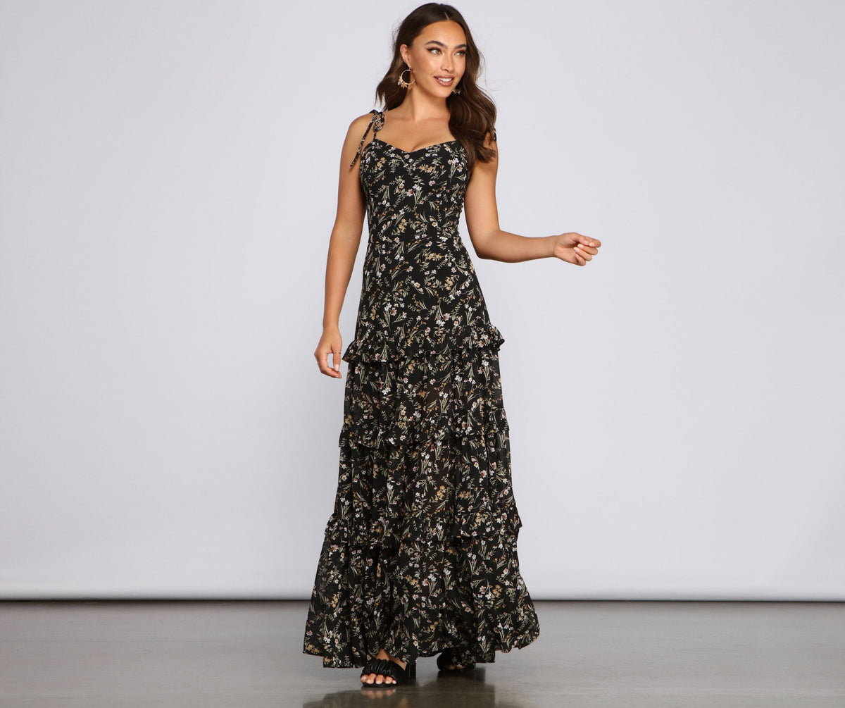 Floral Desire Ruffled Maxi Dress Oshnow