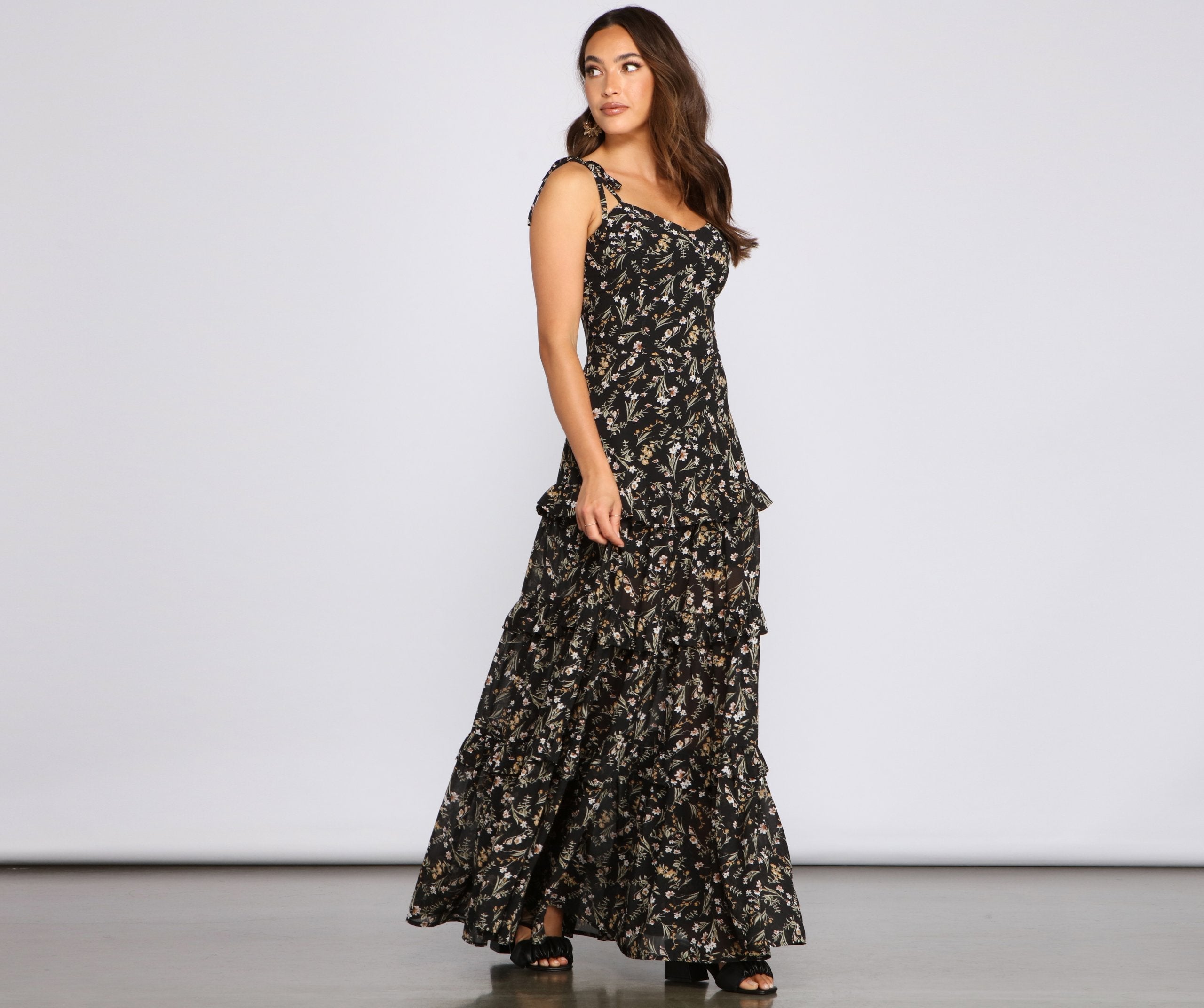 Floral Desire Ruffled Maxi Dress Oshnow