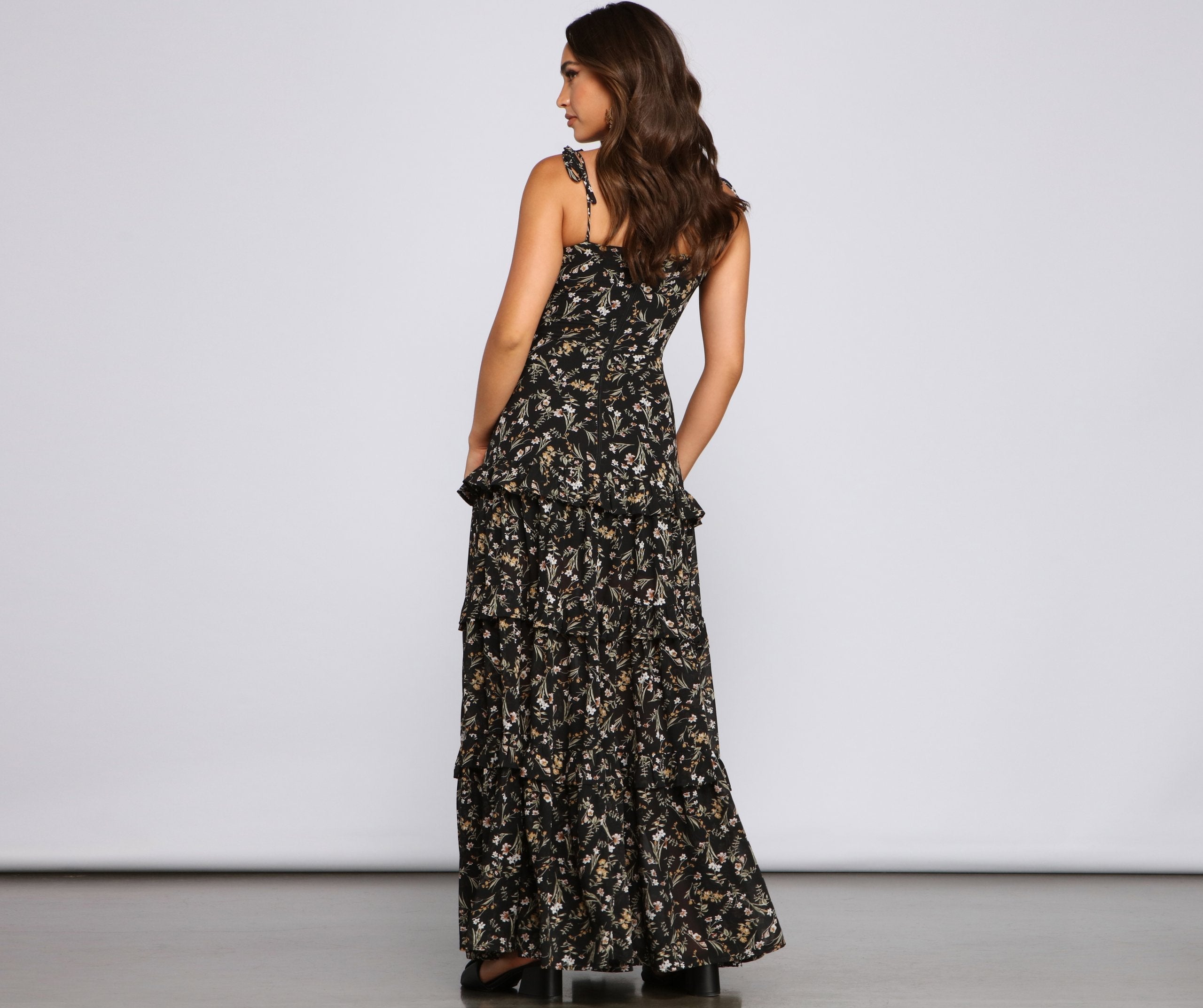 Floral Desire Ruffled Maxi Dress Oshnow