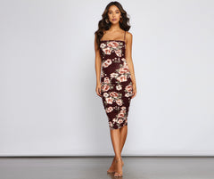 Floral Lover Ruched Midi Dress Oshnow