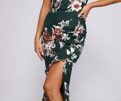 Floral Passion Ruffled Midi Dress Oshnow