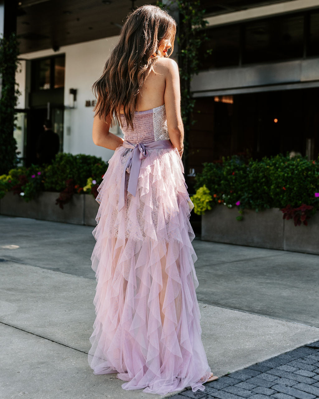 For Eternity Tulle Ruffle Maxi Skirt - Dusty Lavender - SALE Oshnow