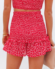 Forever After All Floral Smocked Skort - Red Oshnow