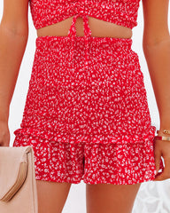 Forever After All Floral Smocked Skort - Red Oshnow