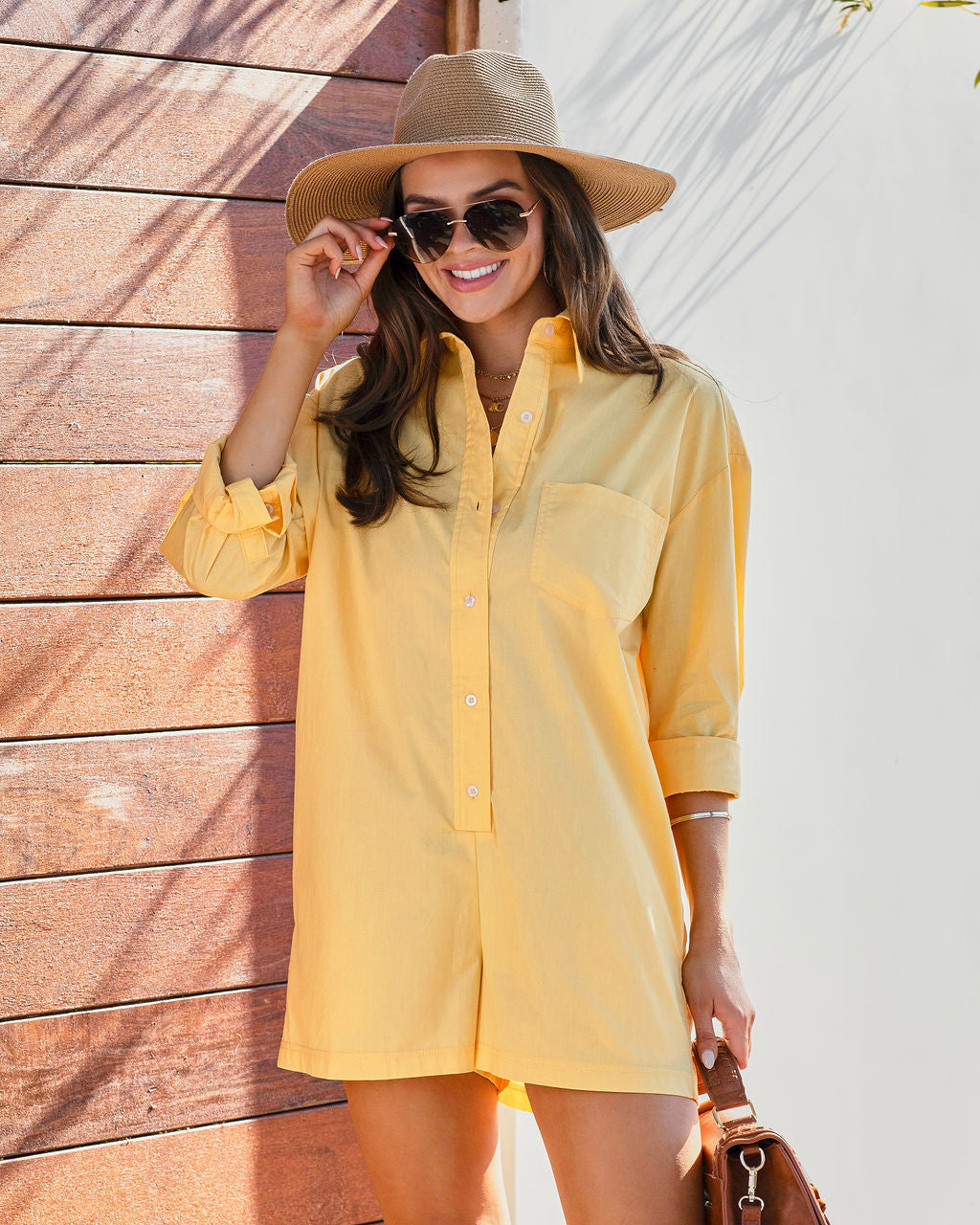 Forrester Cotton Pocketed Romper - Yellow Oshnow