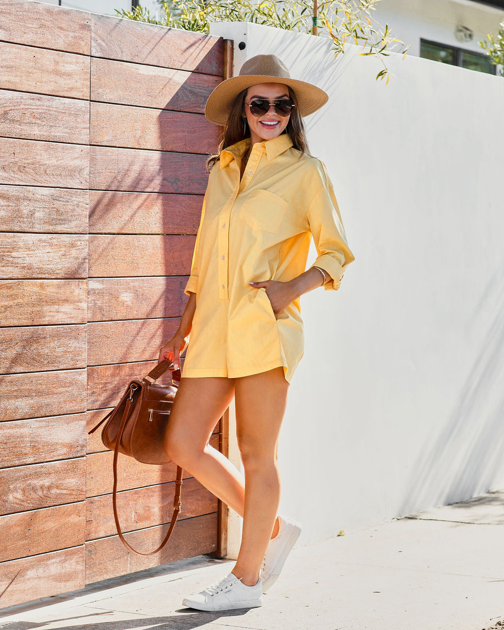 Forrester Cotton Pocketed Romper - Yellow Oshnow