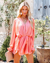 Found Love Pleated Romper - Coral Oshnow