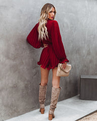 Found Love Pleated Romper - Wine Oshnow