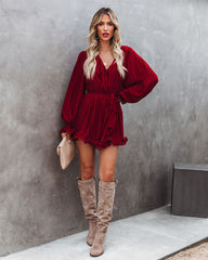 Found Love Pleated Romper - Wine Oshnow