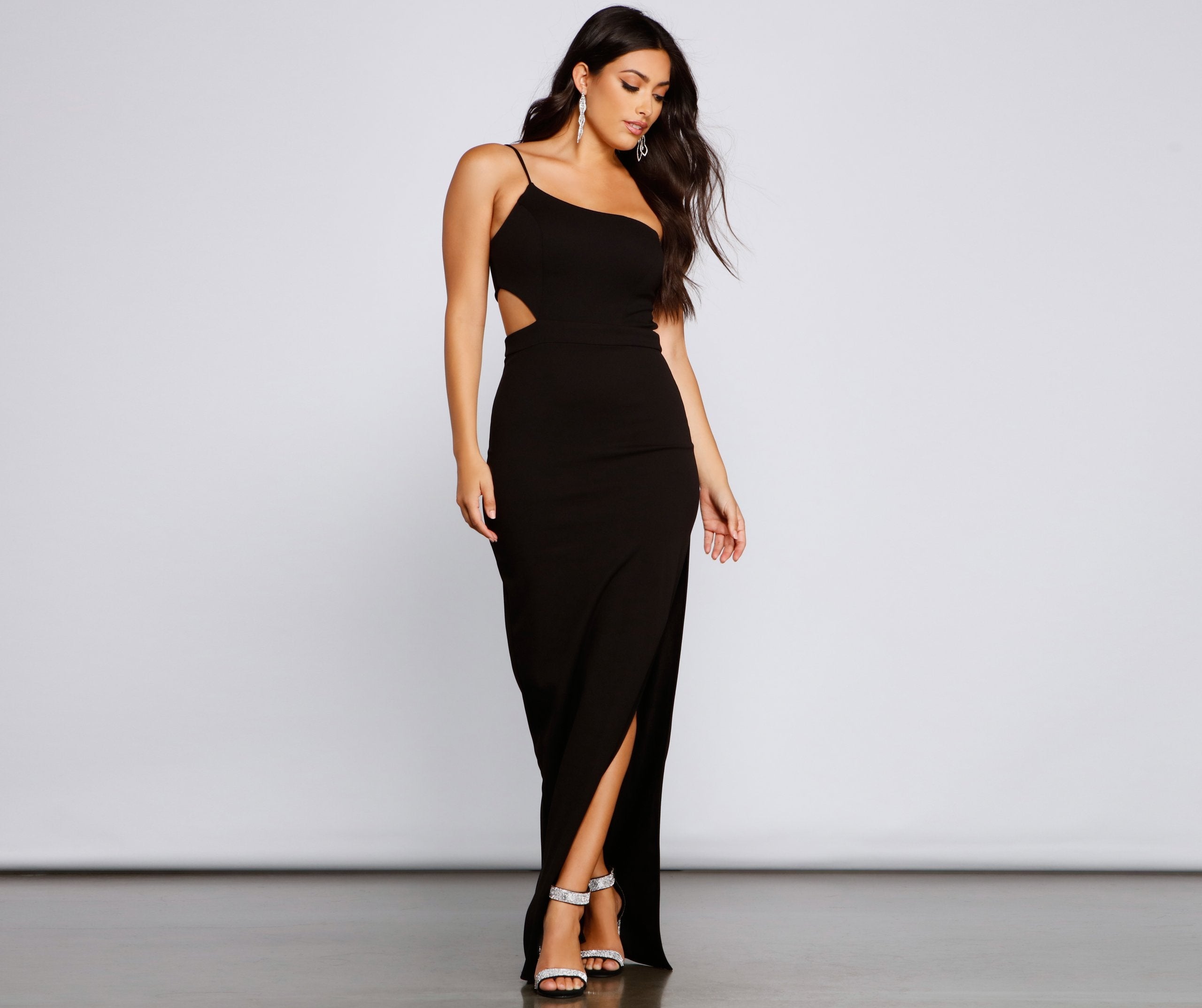 Francesca Formal One Shoulder Crepe Dress Oshnow