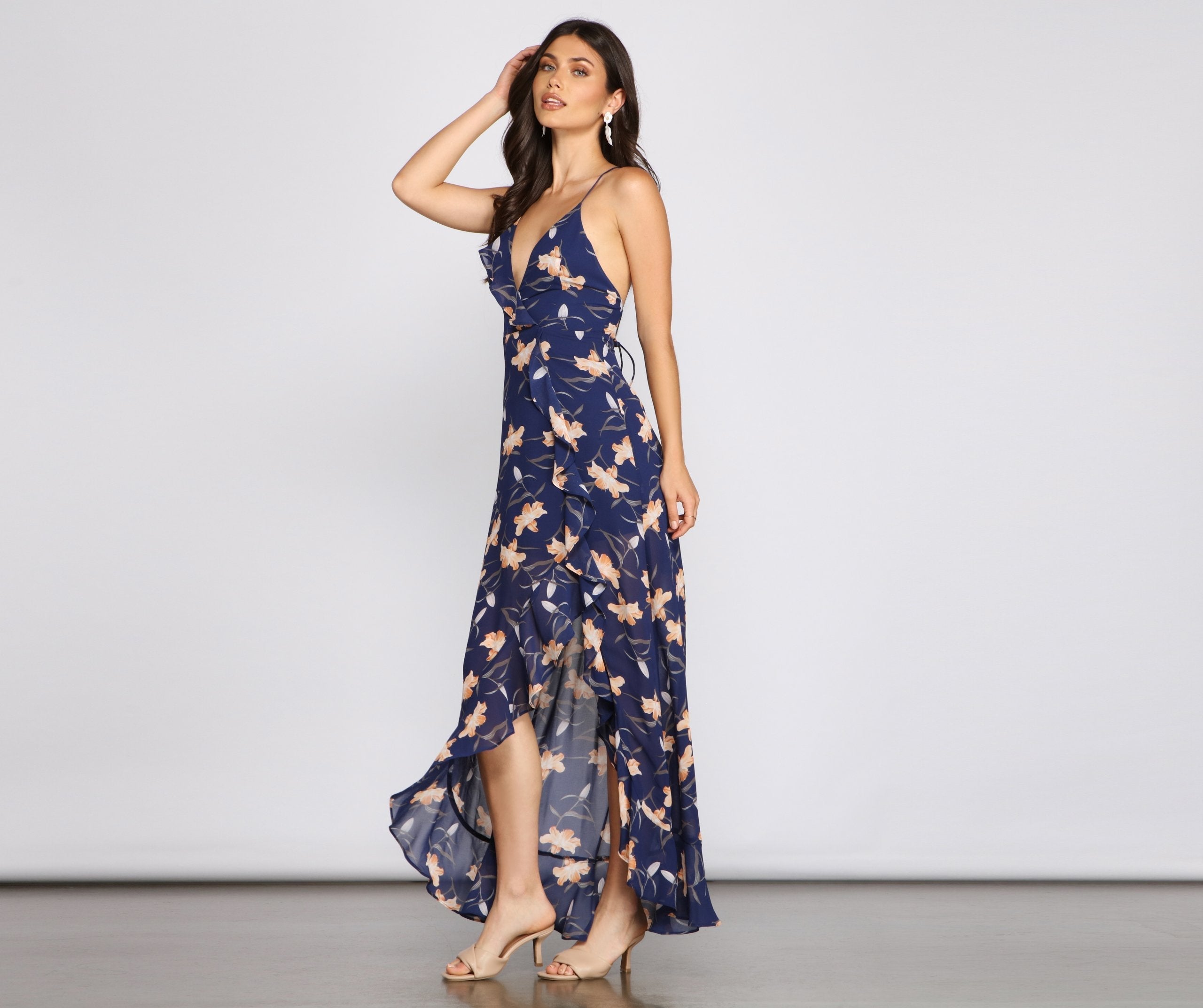 Free-spirited Floral Beauty Sleeveless Maxi Dress Oshnow