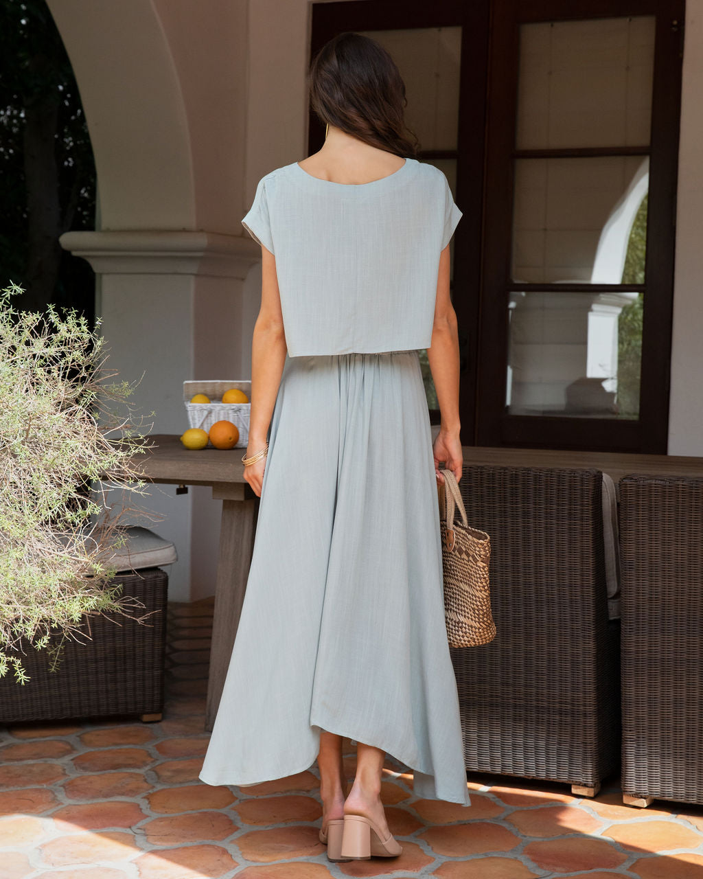 Fresh Breeze Asymmetrical Hem Maxi Skirt - Sage Oshnow