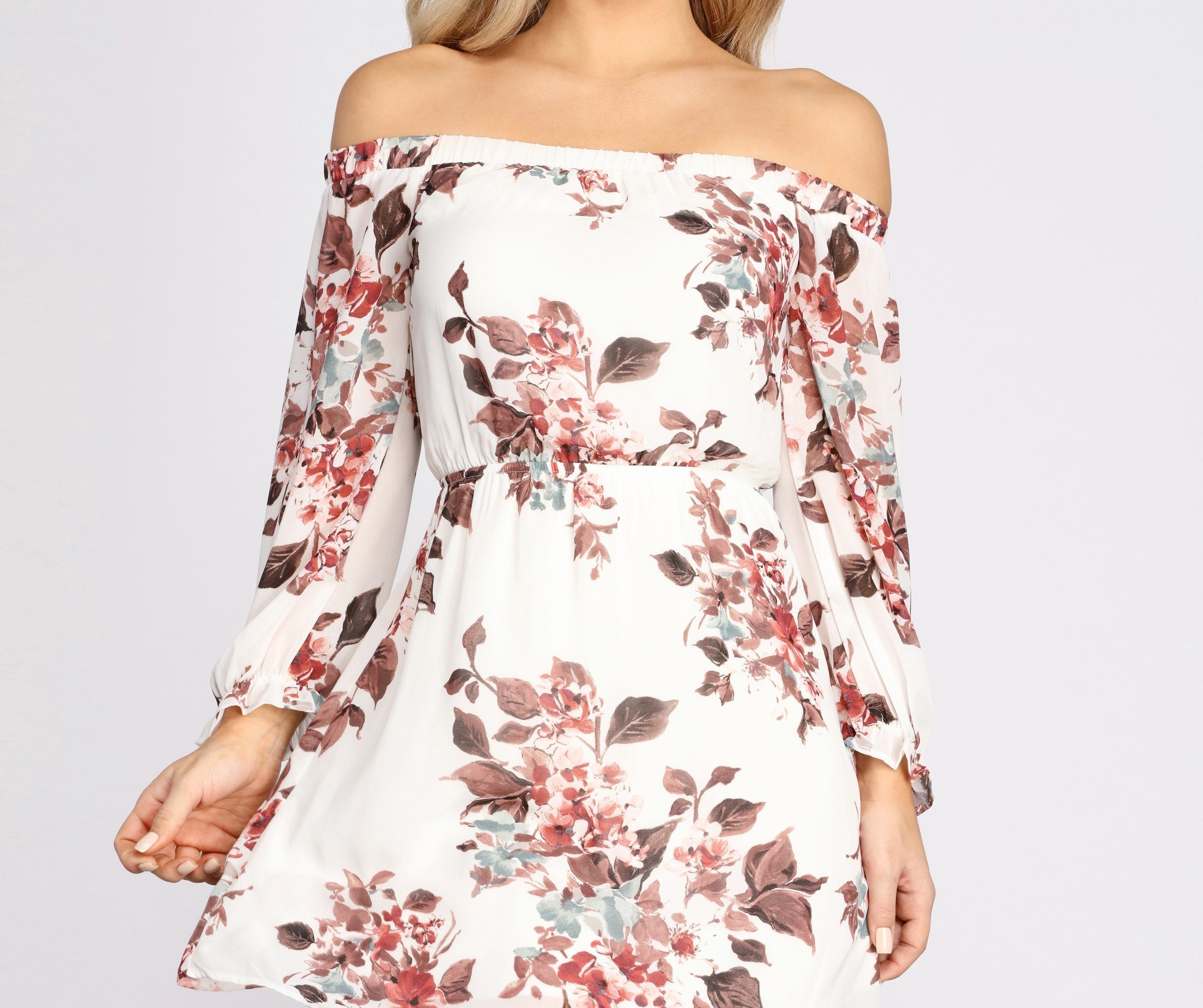 Fresh Start Floral Off Shoulder Dress Oshnow